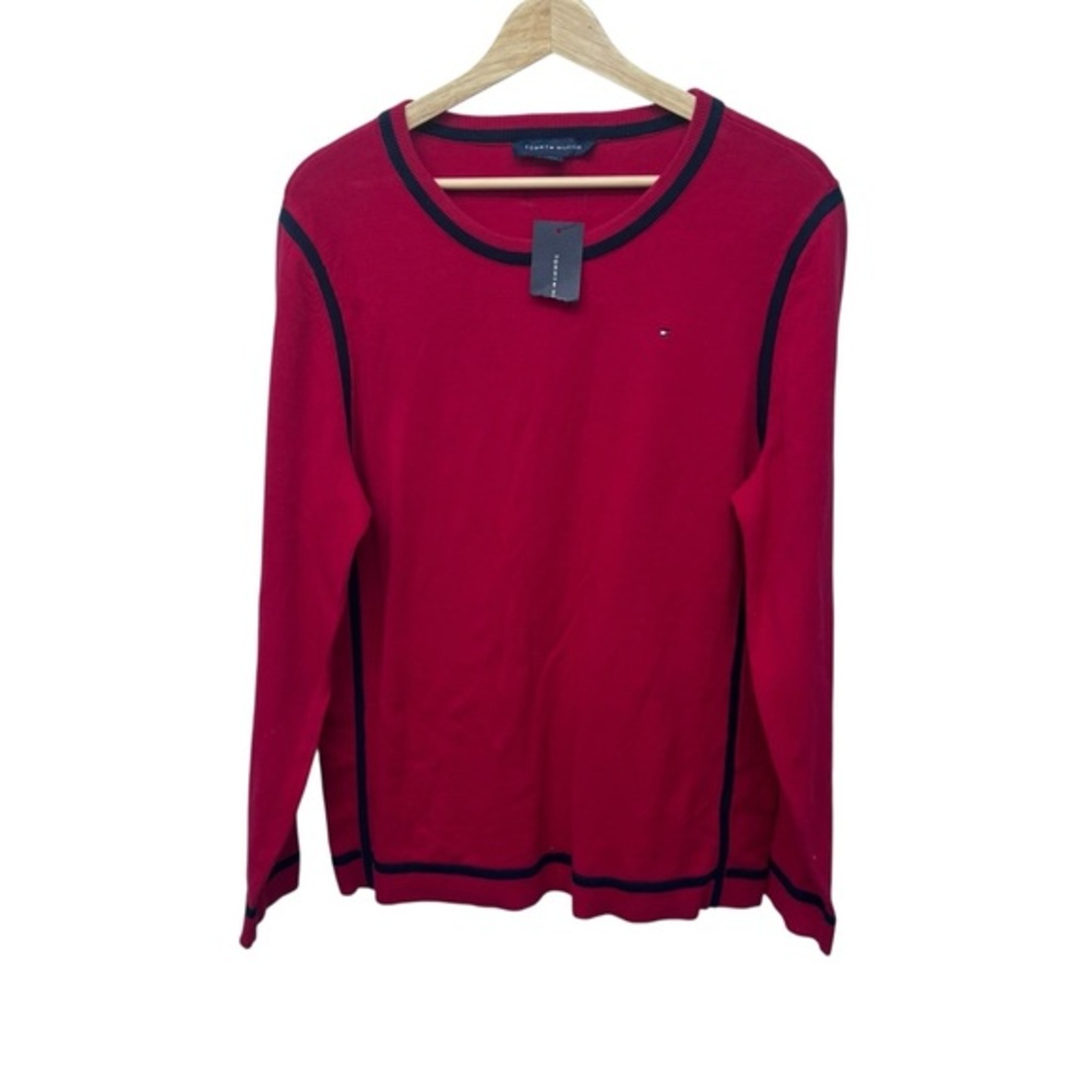 Tommy Hilfiger Red Crew Neck Sweater 100% Cotton Size Large